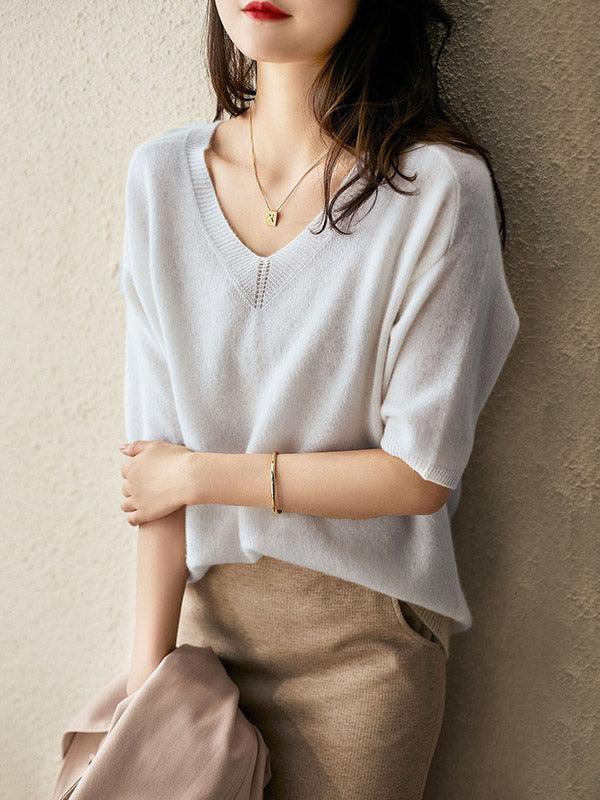 Alison | cashmere striktrøje med v-hals