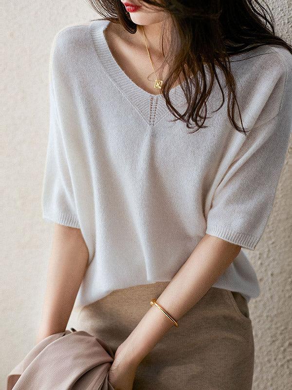 Alison | cashmere striktrøje med v-hals