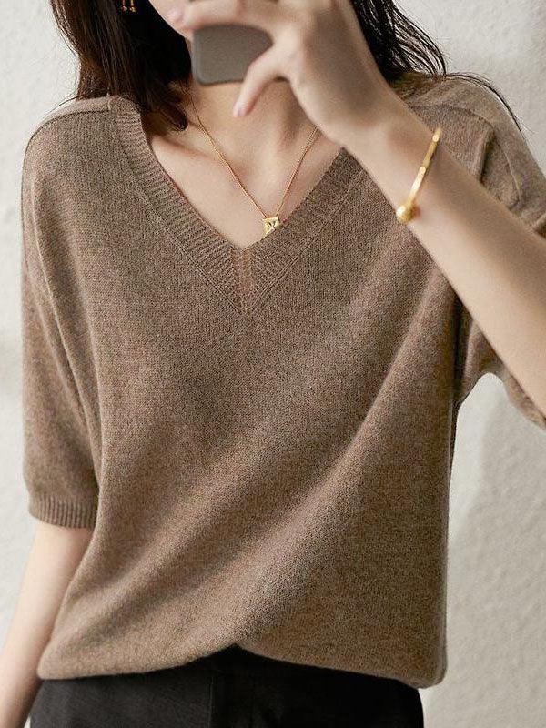 Alison | cashmere striktrøje med v-hals