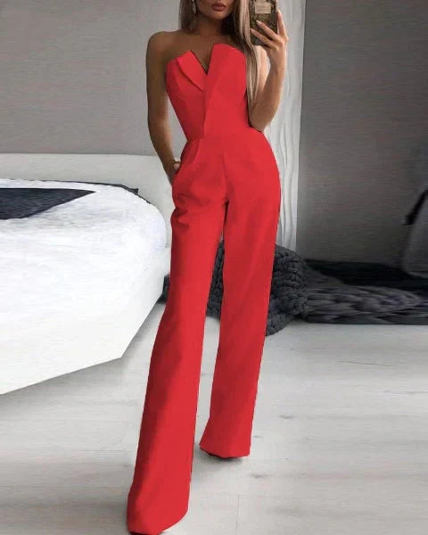 Melia - rød ærmeløs jumpsuit