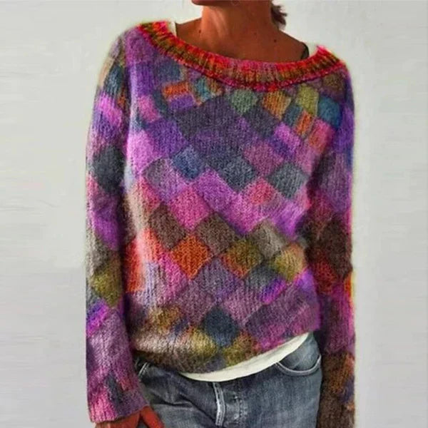 Enola | farverig og stilfuld sweater med o-hals