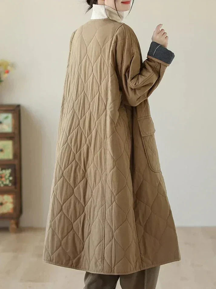 Lang vatteret jakke uden krave - Aubrie