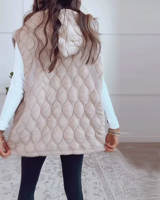 Casual - enkel ærmeløs jakke med lynlås og hætte