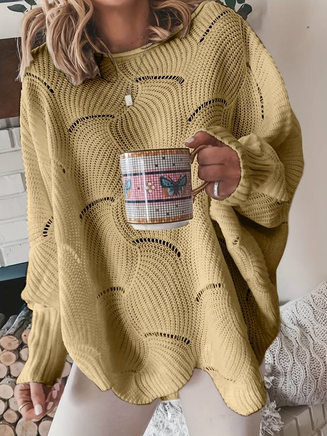 Ensfarvet - afslappet striktrøje