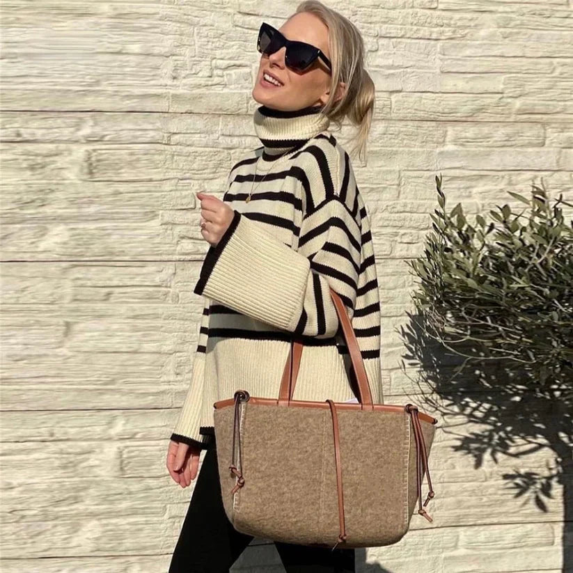 Natalie - stribet rullekravetrøje