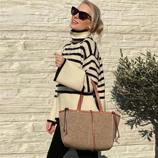 Natalie - stribet rullekravetrøje