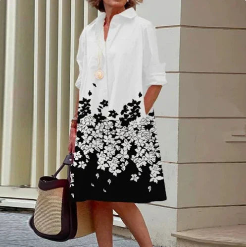 Ensfarvet skjortekjole til kvinder