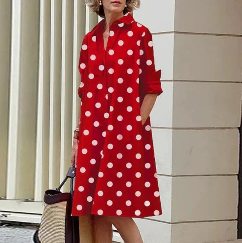 Ensfarvet skjortekjole til kvinder