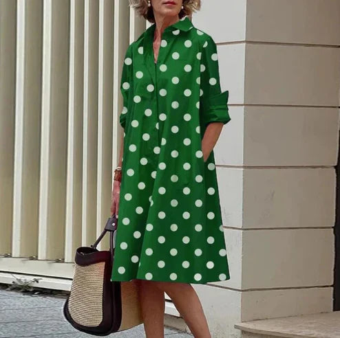 Ensfarvet skjortekjole til kvinder