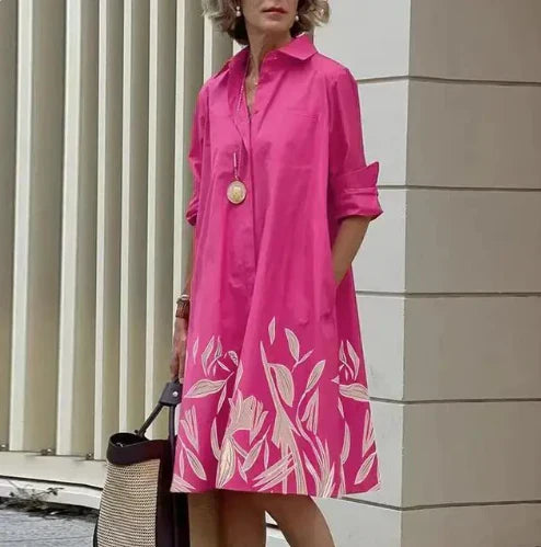 Ensfarvet skjortekjole til kvinder