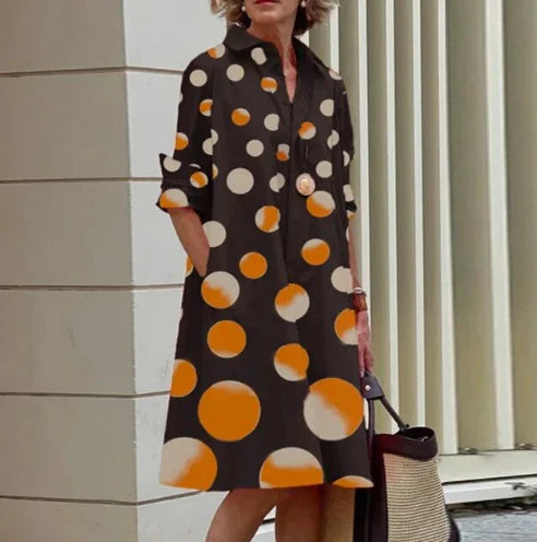 Ensfarvet skjortekjole til kvinder