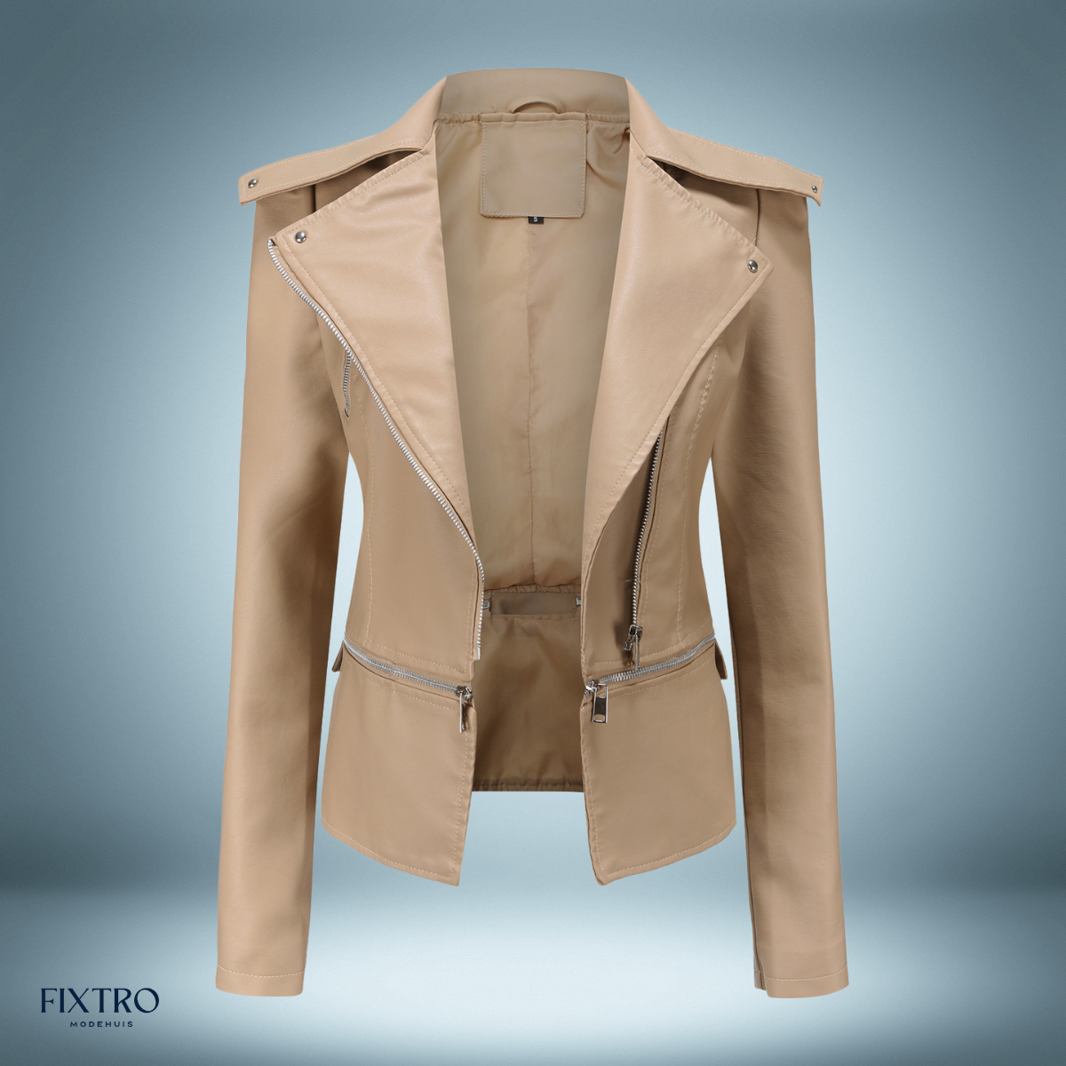 Læderjakke - med åben krave