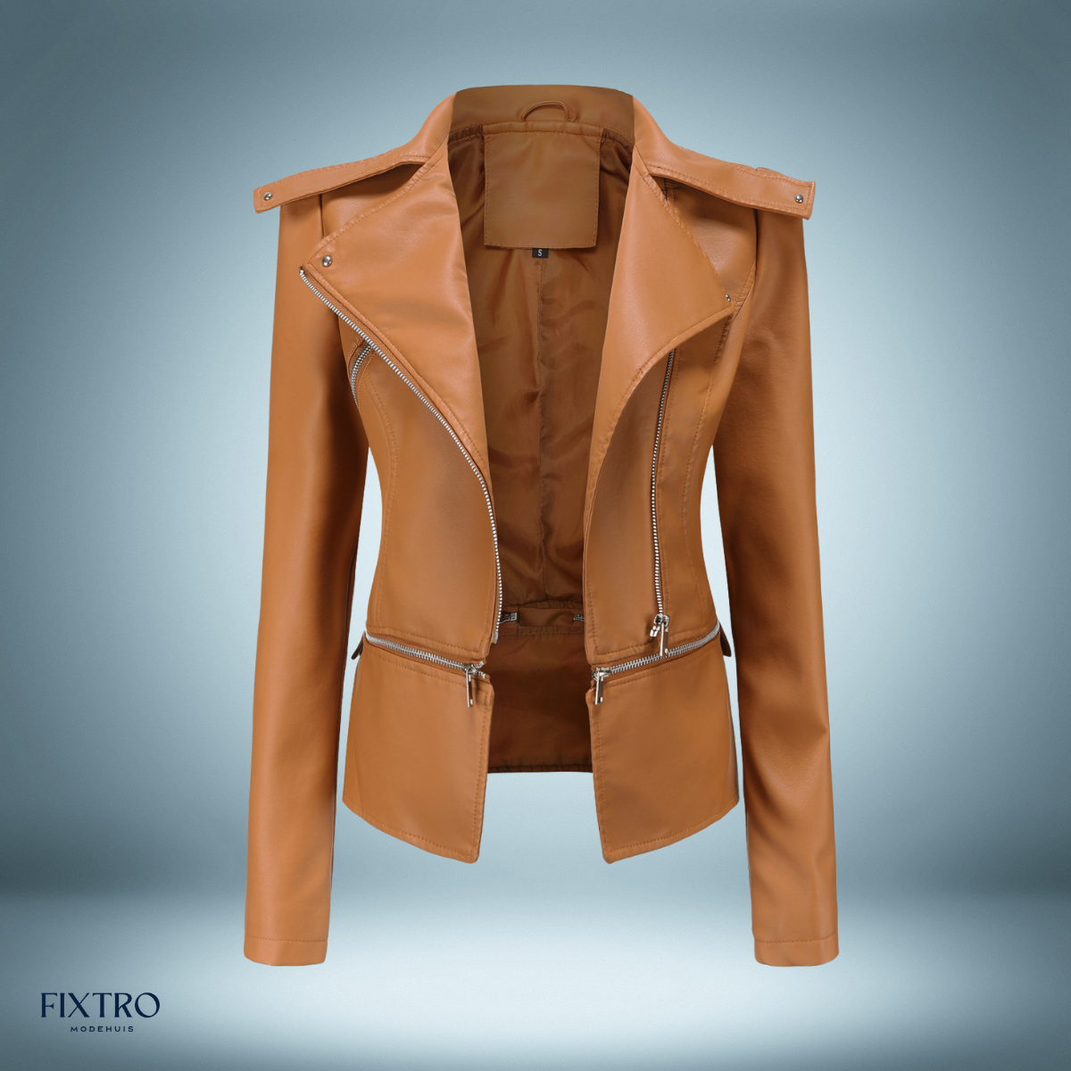 Læderjakke - med åben krave