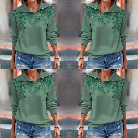 Eva – grøn trøje med lynlås