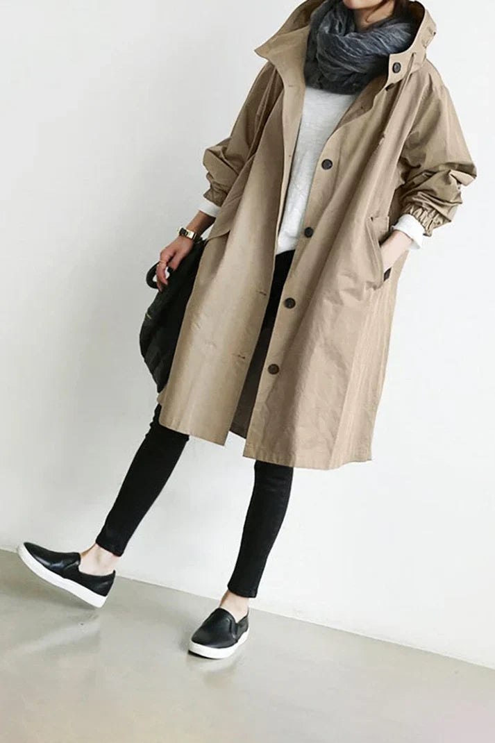 Vandtæt trenchcoat med hætte Helena