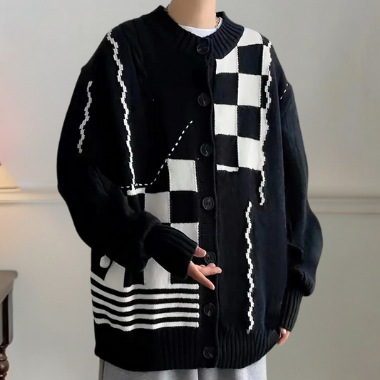 Keion - stribet cardigan til mænd