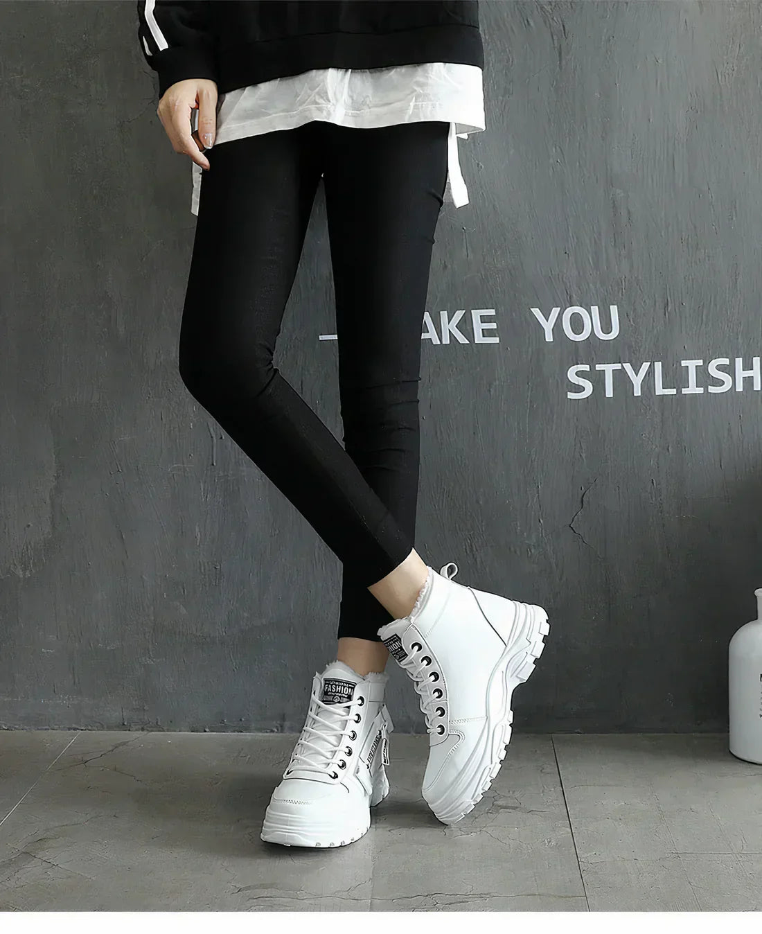 Vinterstøvler fluffy og med snørebånd til kvinder