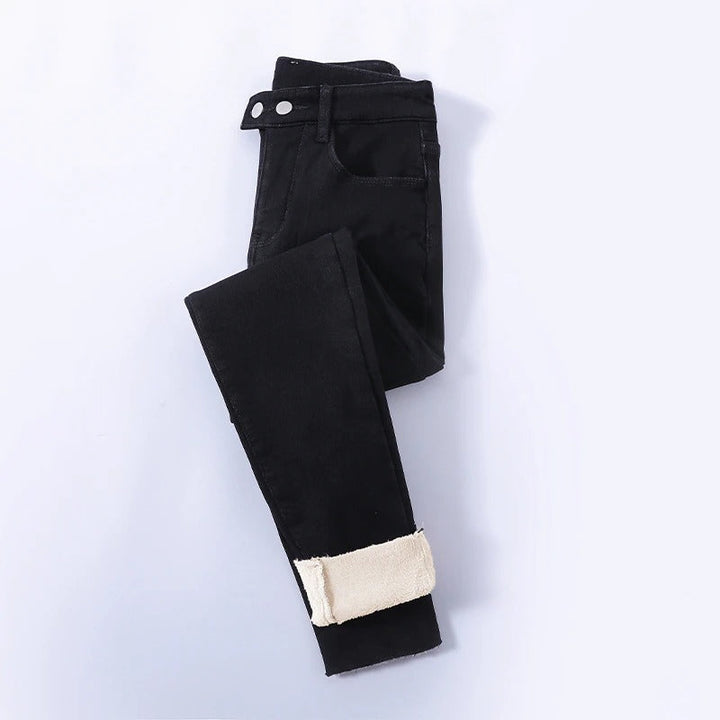 Forede vinterjeans til kvinder med høj talje