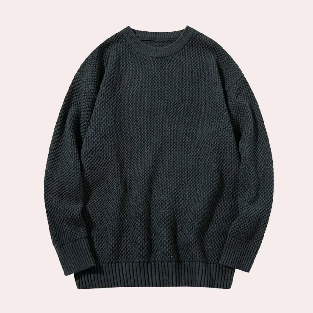Vindjakke til mænd med en afslappet sweater med rund hals til mænd