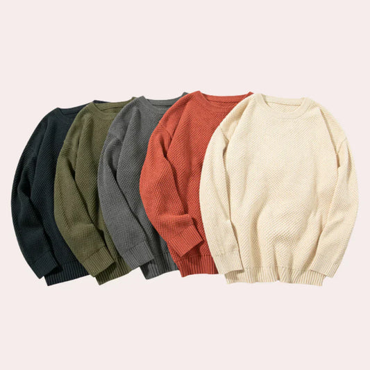 Vindjakke til mænd med en afslappet sweater med rund hals til mænd