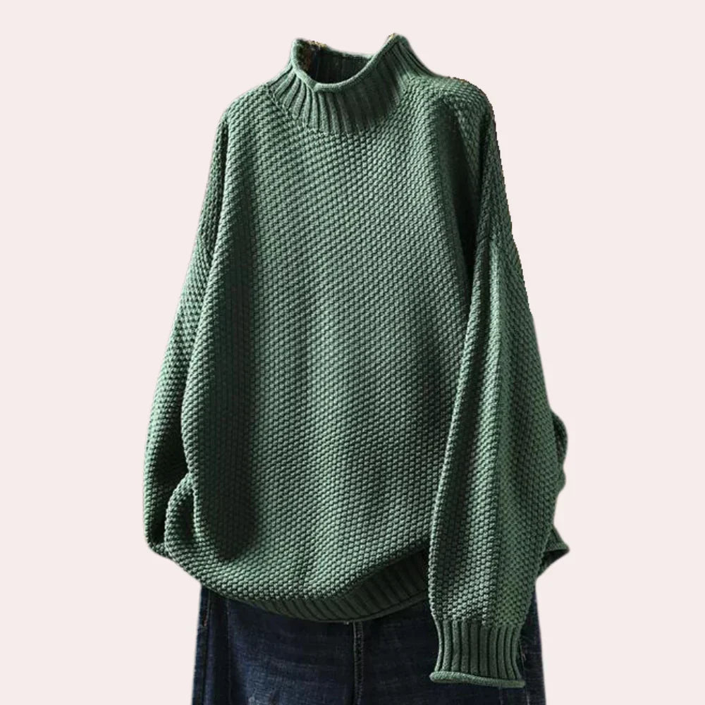 Theodora – elegant dametrøje med rullekrave