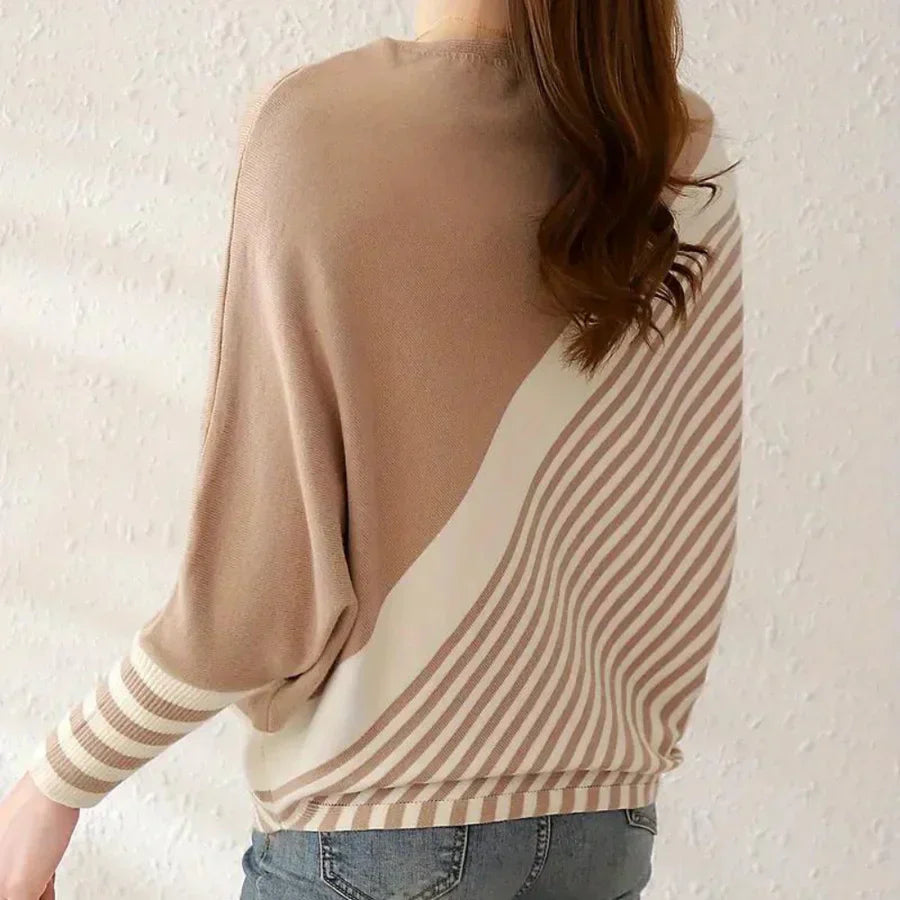 Oleda - hyggelig stribet flagermus-sweater til kvinder