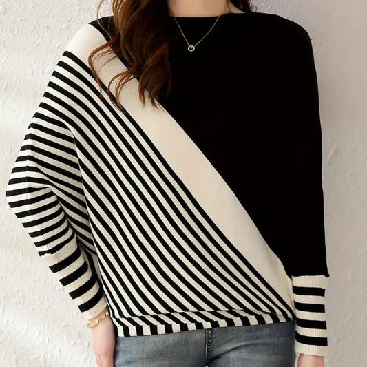 Oleda - hyggelig stribet flagermus-sweater til kvinder