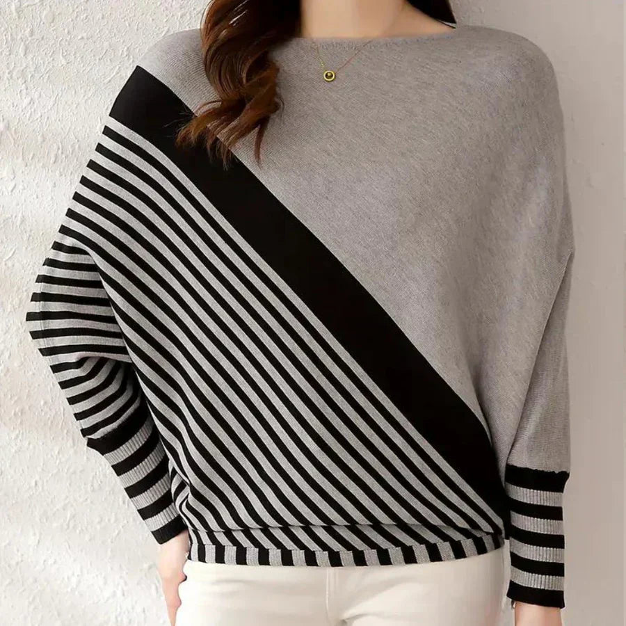 Oleda - hyggelig stribet flagermus-sweater til kvinder