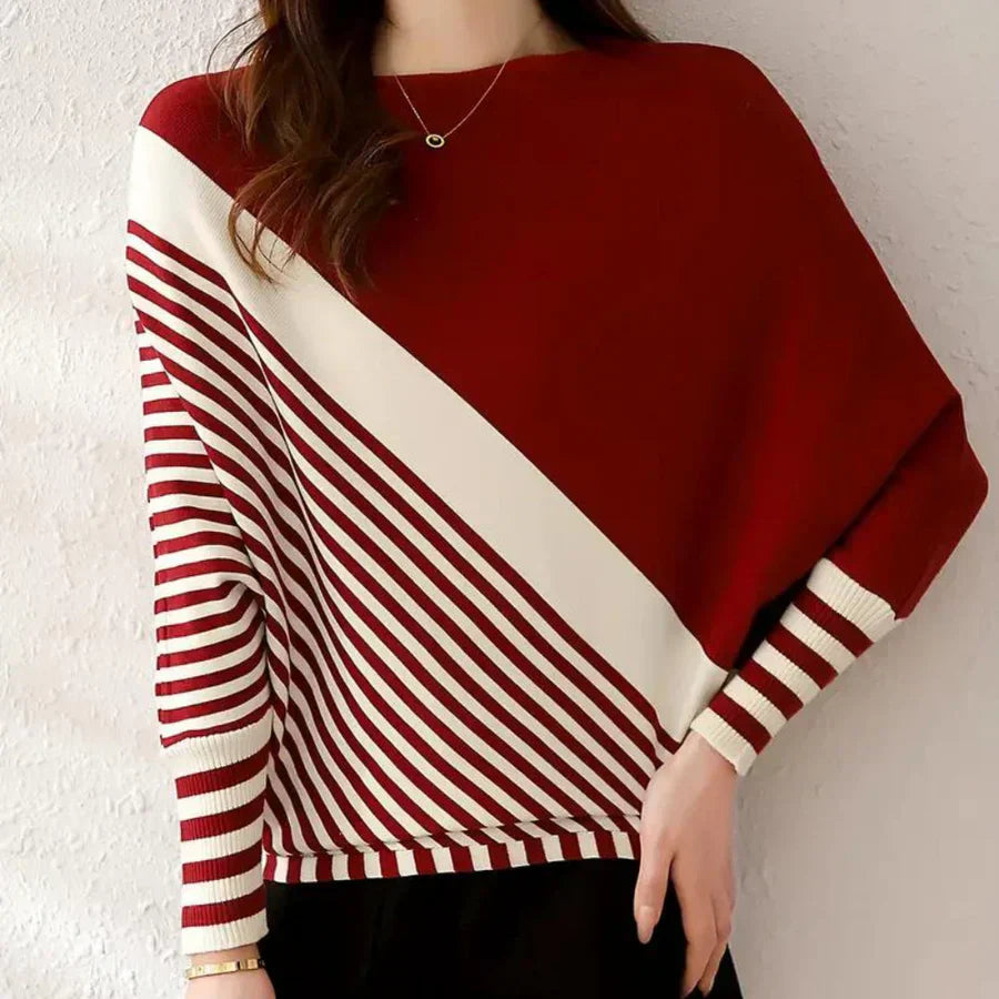 Oleda - hyggelig stribet flagermus-sweater til kvinder