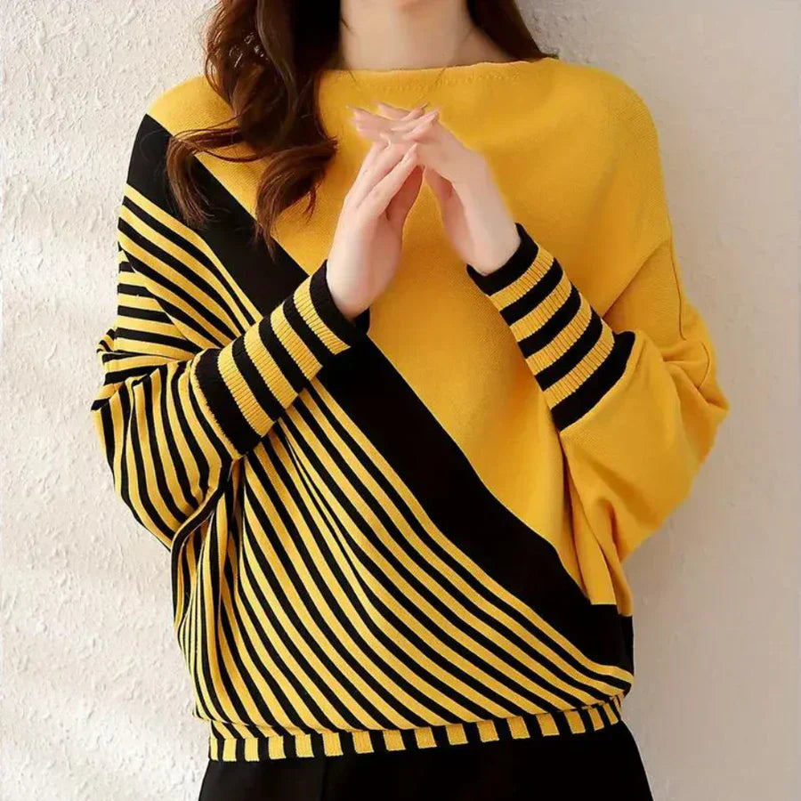 Oleda - hyggelig stribet flagermus-sweater til kvinder