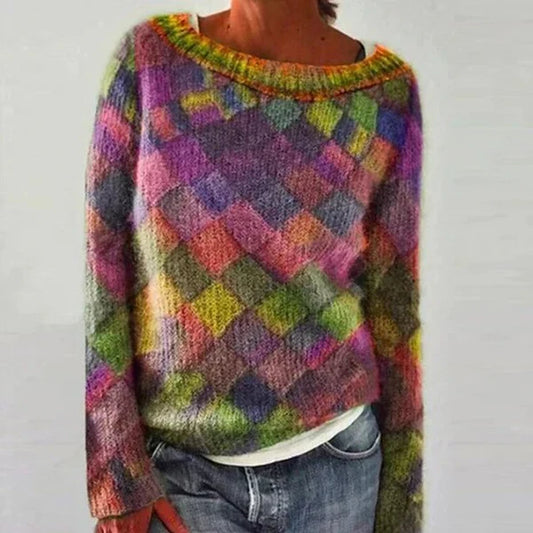Enola | farverig og stilfuld sweater med o-hals