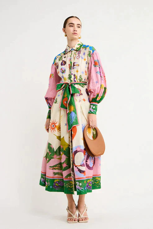 Babette | en lang kjole i vintagestil med print
