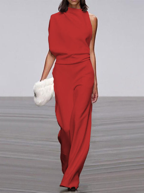 Dame jumpsuit med rund halsudskæring