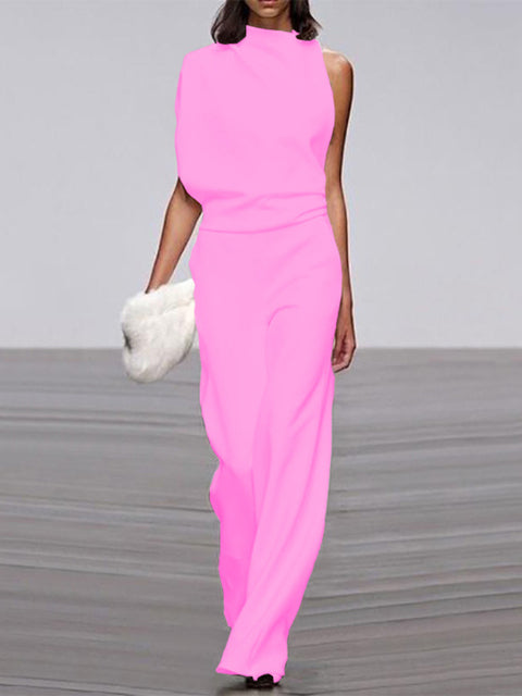 Dame jumpsuit med rund halsudskæring