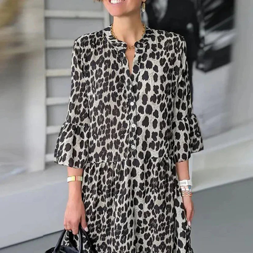 Benancio | midikjole med leopardprint