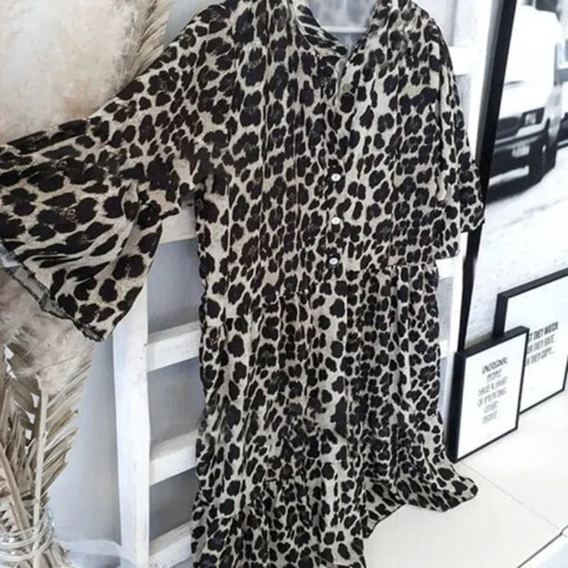 Benancio | midikjole med leopardprint