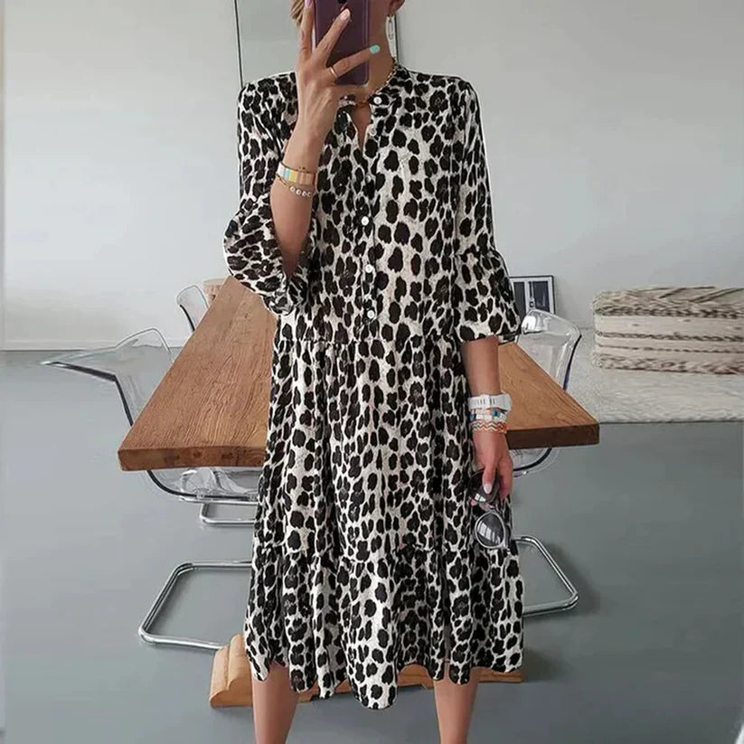 Benancio | midikjole med leopardprint