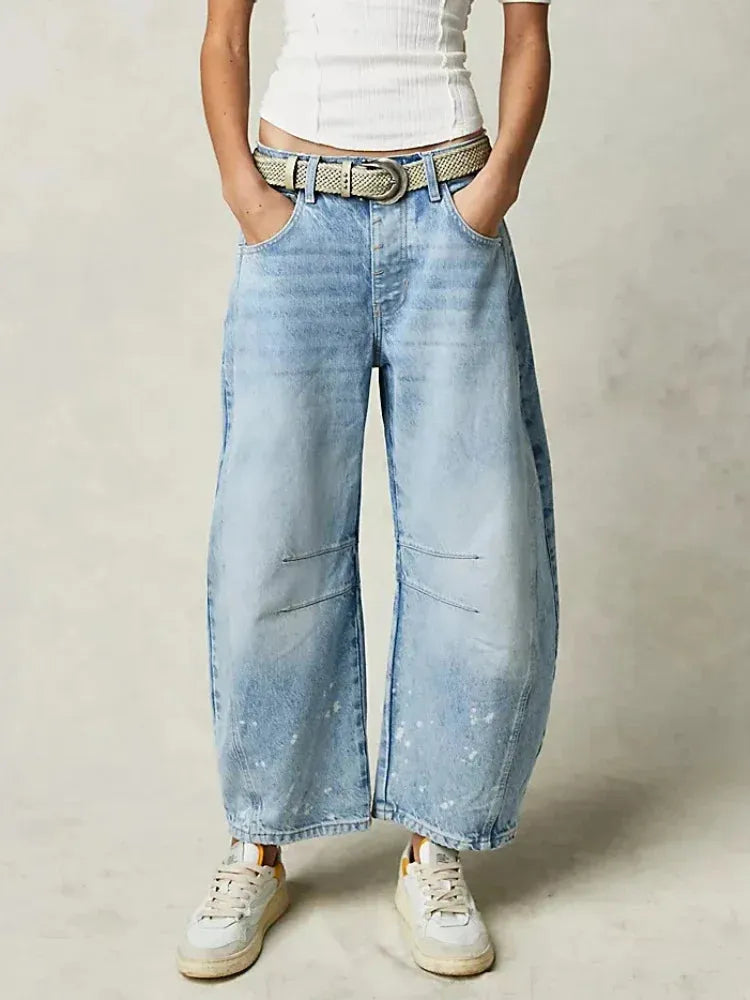 Vidtskårne jeans til kvinder i en afslappet stil til vinteren