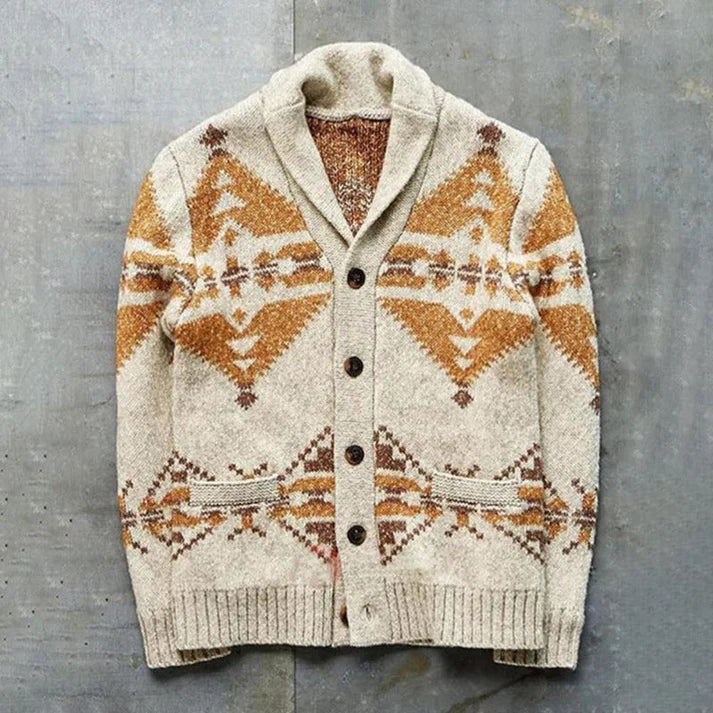 Jakker i vintagestil lavet af hyggeligt strikmateriale til mænd