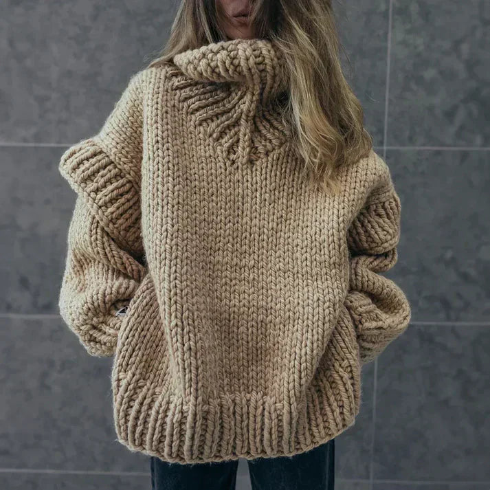 Oversized sweater med sofistikeret korsstingsmønster til kvinder