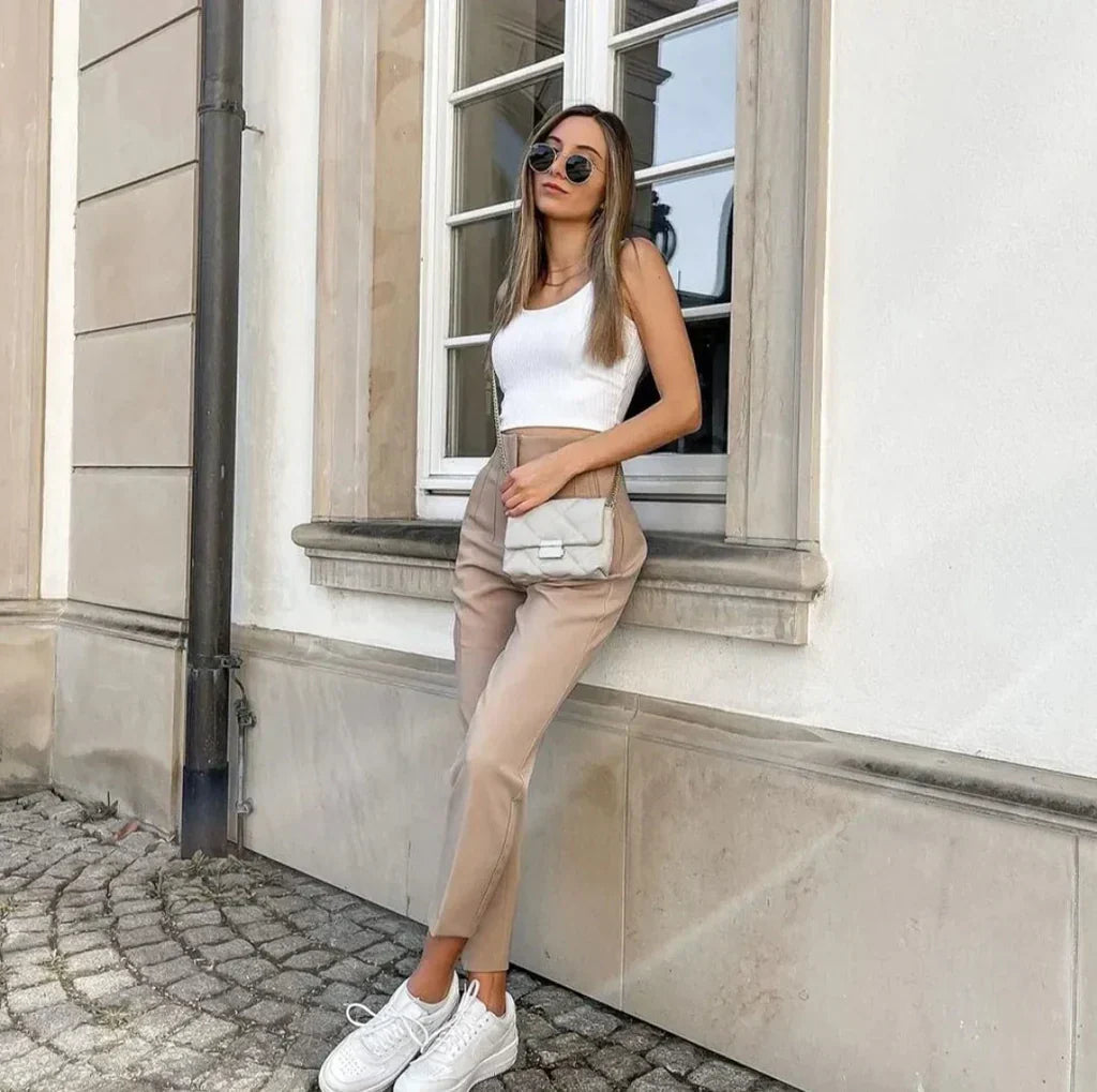 Højtaljede afslappede formelle bukser