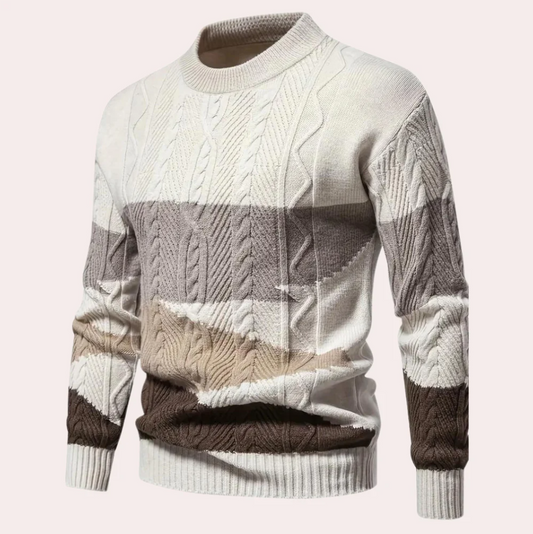 Ladislau - strikket herresweater med kontrastmønster