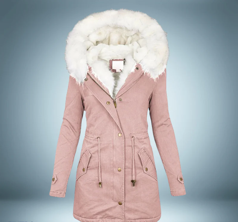 Eksklusiv parka med pelskrave i sort