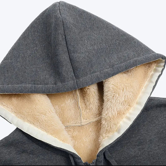 Lena l jakke med hætte, foret med kunstpels