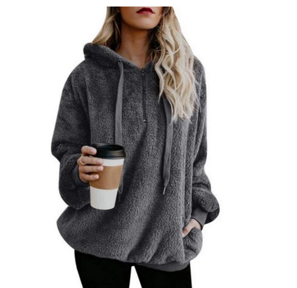Zera - dame fleece sweatshirt med lynlås i nakken
