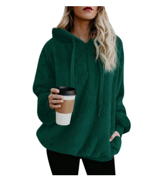 Zera - dame fleece sweatshirt med lynlås i nakken