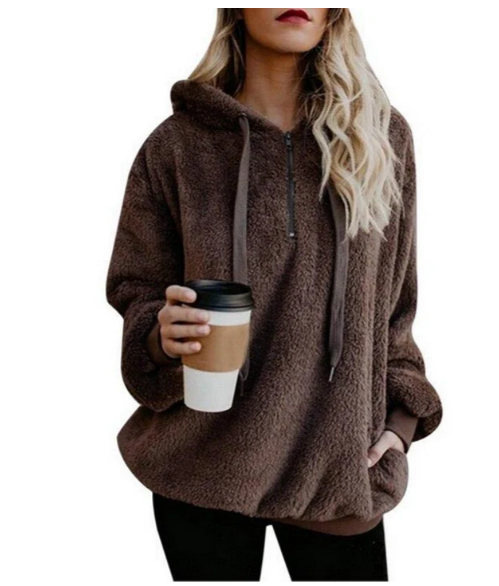 Zera - dame fleece sweatshirt med lynlås i nakken