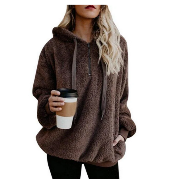 Zera - dame fleece sweatshirt med lynlås i nakken
