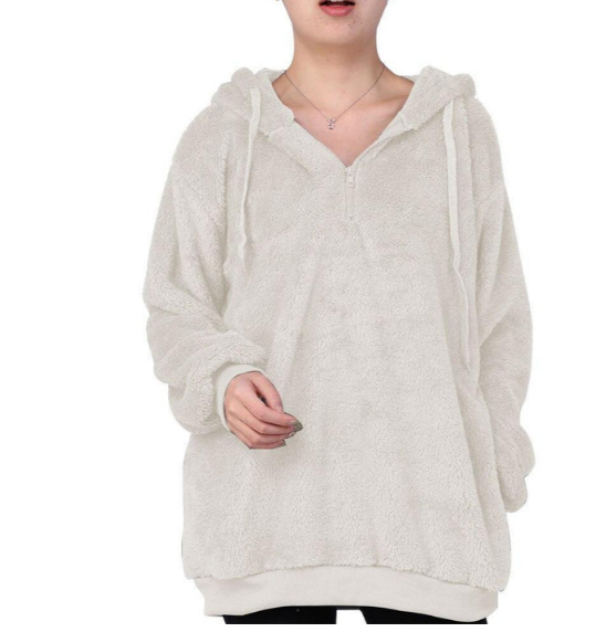 Zera - dame fleece sweatshirt med lynlås i nakken