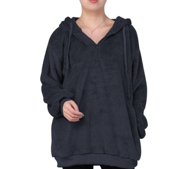 Zera - dame fleece sweatshirt med lynlås i nakken